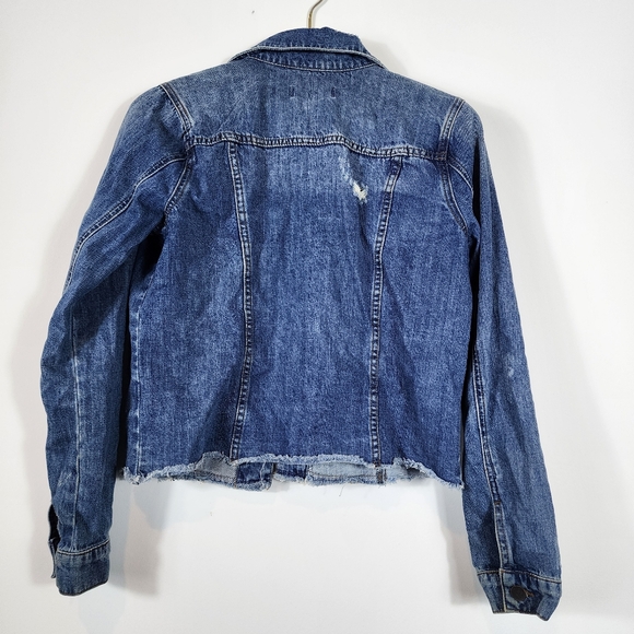 Kut From The Kloth Kara Denim Jacket Blue Raw Hem Casual Women's Medium - Picture 2 of 5